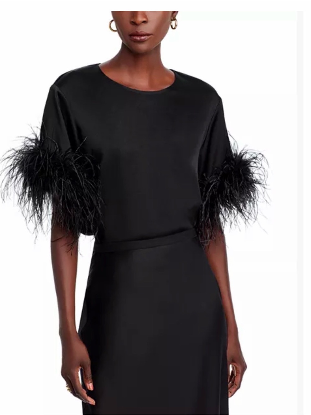 KOBI HALPERIN
Monte Feather-Trim Short Sleeve Blouse